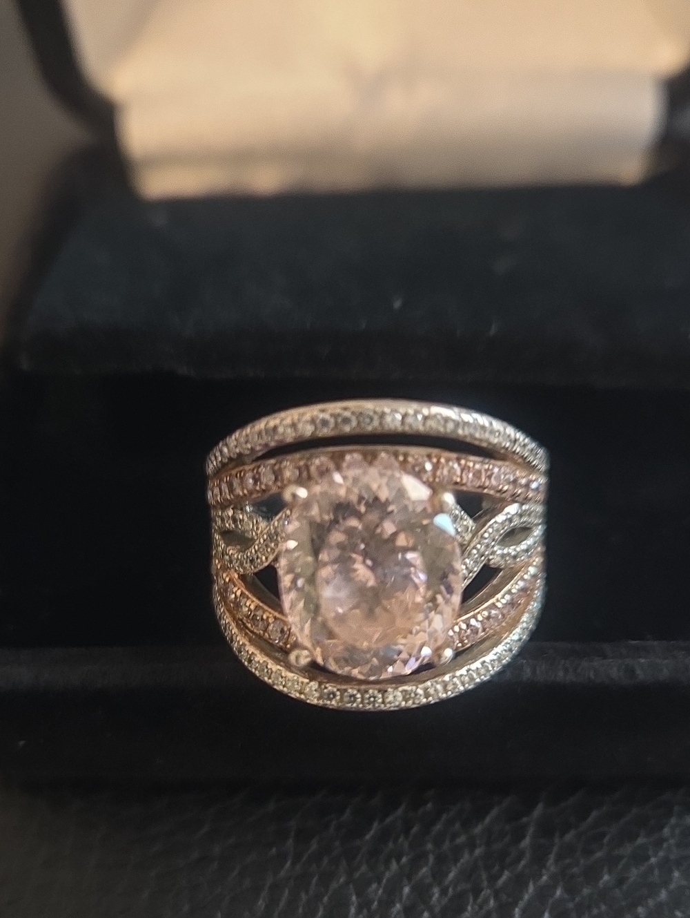 Elegant Pink Oval Cubic Zirconia Statement Ring - Women's Jewelry